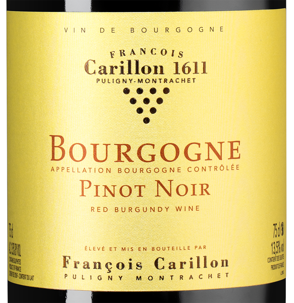 Вино Bourgogne Pinot Noir, Francois Carillon, 2019, (128854), Франция, Бургундия, красное, сухое, 0.75 л, Бургонь Пино Нуар, цена 5490 рублей