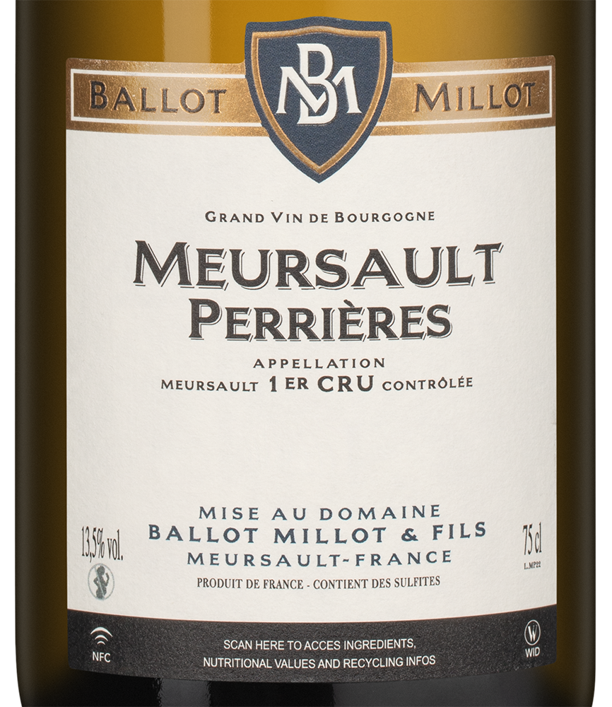 Вино Meursault Premier Cru Perrieres, Domaine Ballot Millot et Fils, 2023, (154460), Франция, Бургундия, белое, сухое, 0.75 л, Мерсо Премье Крю Перрьер, цена 82490 рублей