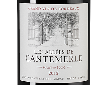 Вино Les Allees de Cantemerle (Haut-Medoc), Chateau Cantemerle, 2012, (150768), Франция, Бордо, красное, сухое, 0.75 л, Лез Алле де Кантмерль, цена 5690 рублей