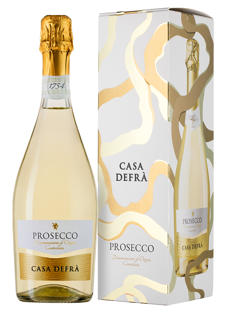 Игристое вино Prosecco Spumante Brut в подарочной упаковке, Casa Defra, (138419), Италия, Венето, белое, брют, 0.75 л, Просекко Спуманте Брют, цена 1790 рублей