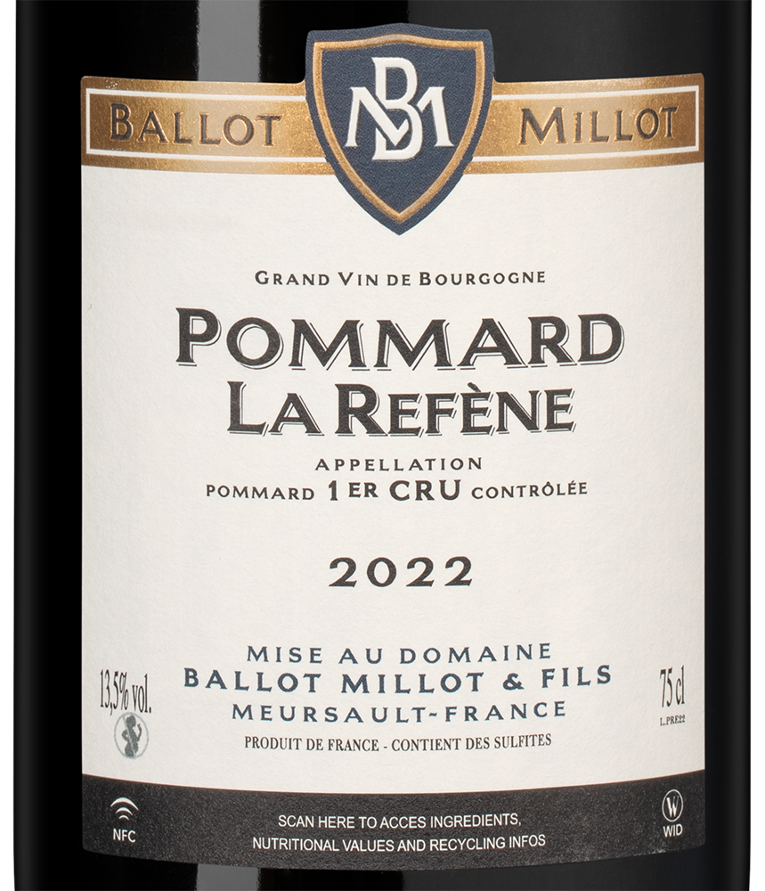 Вино Pommard Premier Cru La Refene, Domaine Ballot Millot et Fils, 2022, (148993), Франция, Бургундия, красное, сухое, 0.75 л, Поммар Премье Крю Ля Рефен, цена 29990 рублей
