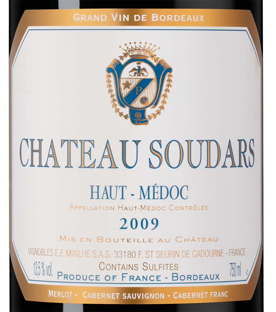 Вино Chateau Soudars (Haut-Medoc), 2009, (142235), Франция, Бордо, красное, сухое, 0.75 л, Шато Судар, цена 7290 рублей