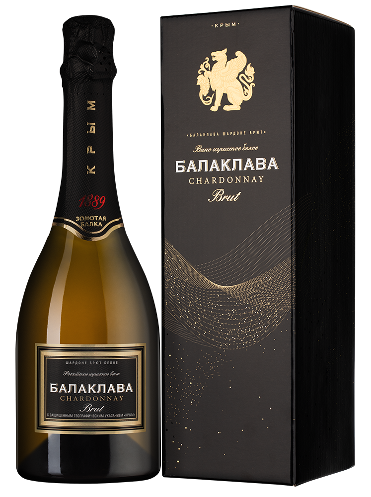 Игристое вино Балаклава Шардоне Брют в подарочной упаковке, Золотая Балка, 2024, (156625), Россия, Крым, брют, 0.75 л, Балаклава Шардоне Брют, цена 1390 рублей