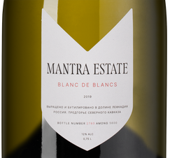Игристое вино Mantra Blanc de blancs , (146663), белое брют, 2019 г., 0.75 л, Блан де Блан цена 5990 рублей