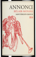 Вино Annonce Belair-Monange (Saint-Emilion Grand Cru), (117774), красное сухое, 2016, 0.75 л, Анонс Белер-Монанж цена 10490 рублей