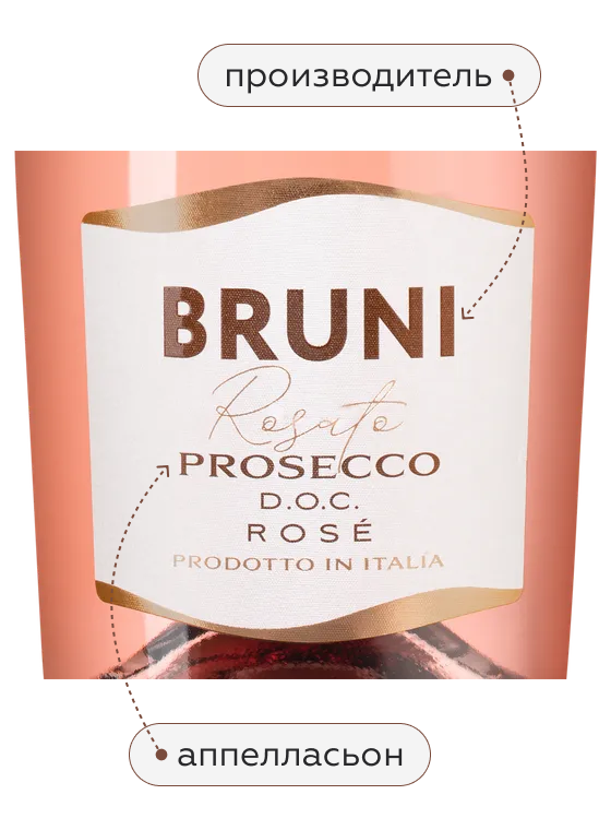 Игристое вино Bruni Prosecco Rose Brut, (144266), Италия, Венето, розовое, брют, 0.75 л, Просекко Розе, цена 1990 рублей
