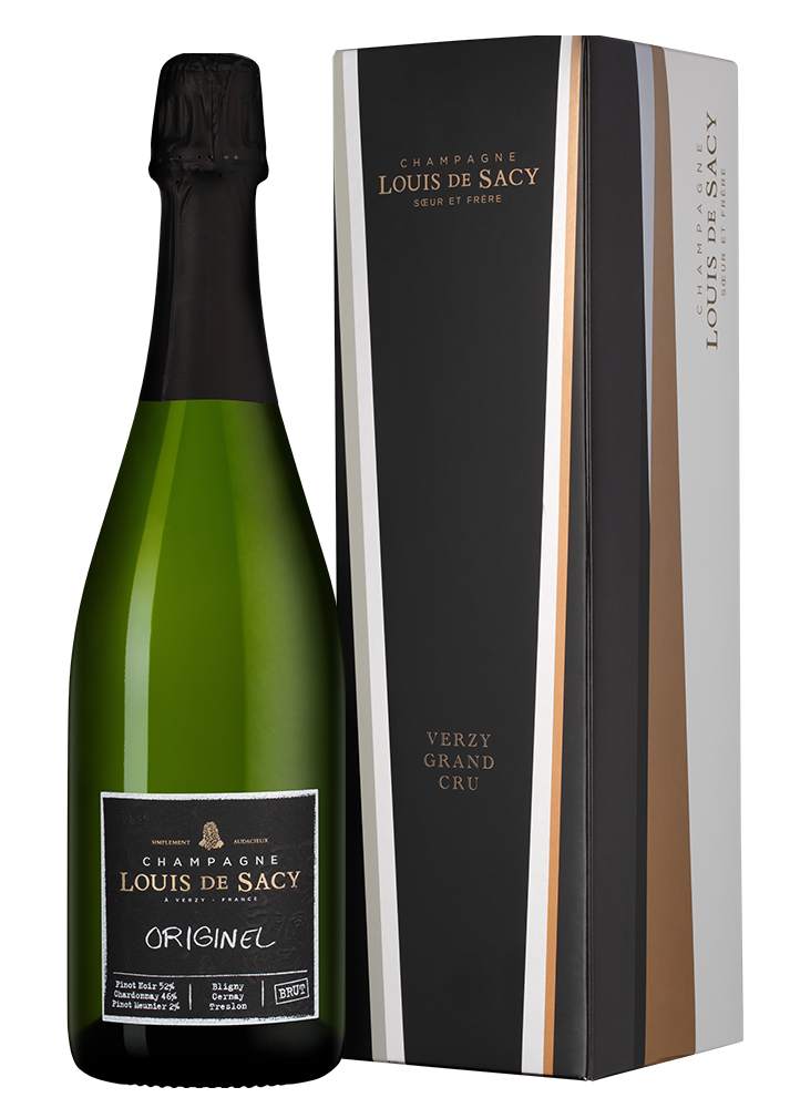 Шампанское Originel в подарочной упаковке, Louis de Sacy, (145717), Франция, Шампань, белое, экстра брют, 0.75 л, Орижинель, цена 13790 рублей