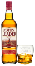 Виски Scottish Leader (with glass), (97131), gift box в подарочной упаковке, Купажированный, Шотландия, 0.7 л, Скоттиш Лидер (с бокалом) цена 3490 рублей