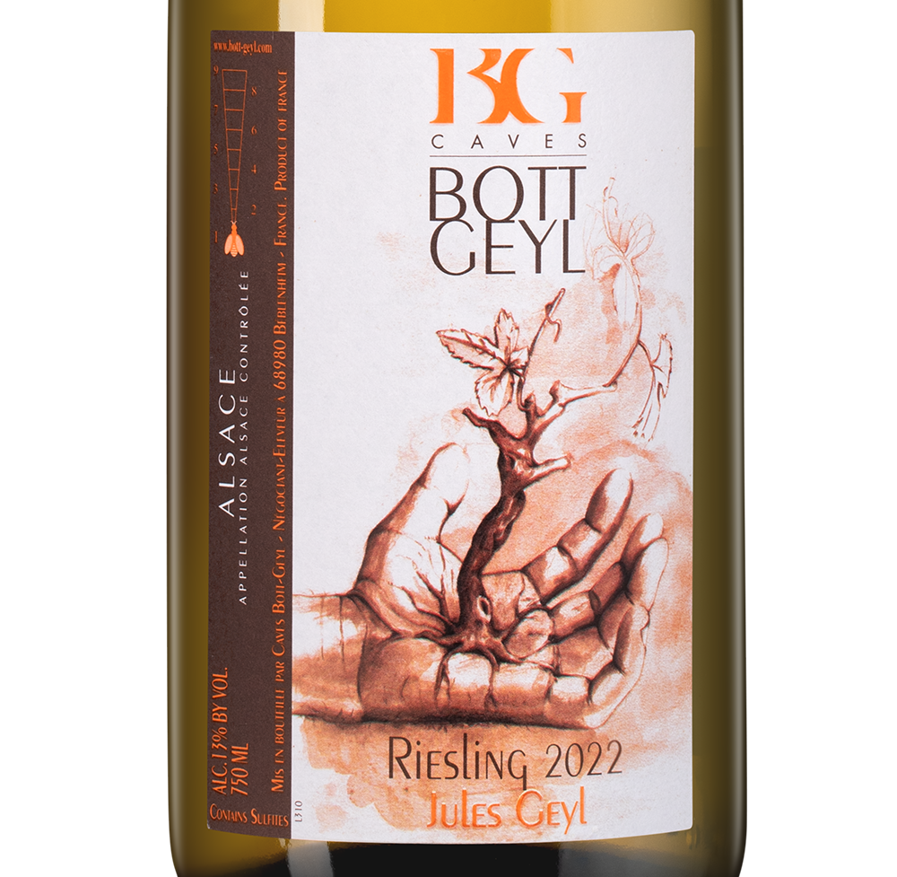 Вино Riesling Jules Geyl, Domaine Bott-Geyl, 2022, (147050), Франция, Эльзас, белое, полусухое, 0.75 л, Рислинг Жюль Гайль, цена 5990 рублей