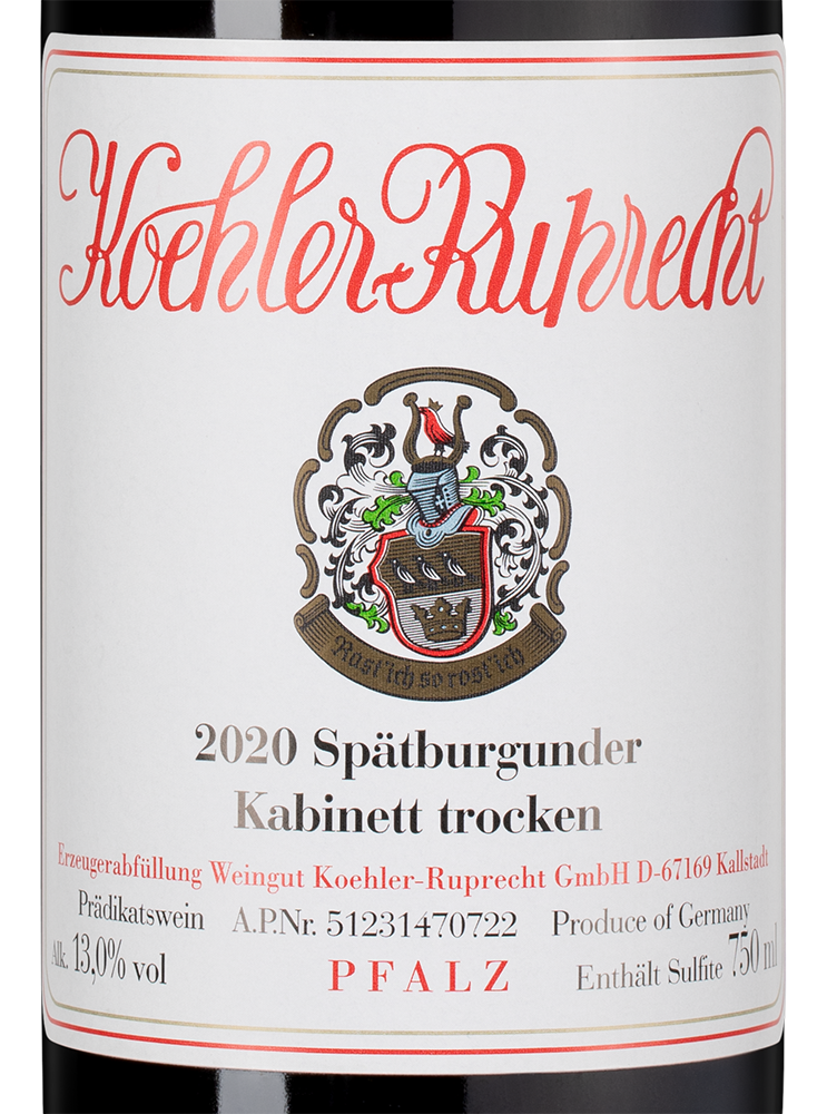 Вино Spatburgunder Kabinett, Koehler Ruprecht, 2020, (147461), Германия, Пфальц, красное, сухое, 0.75 л, Шпетбургундер Кабинет Трокен, цена 5990 рублей