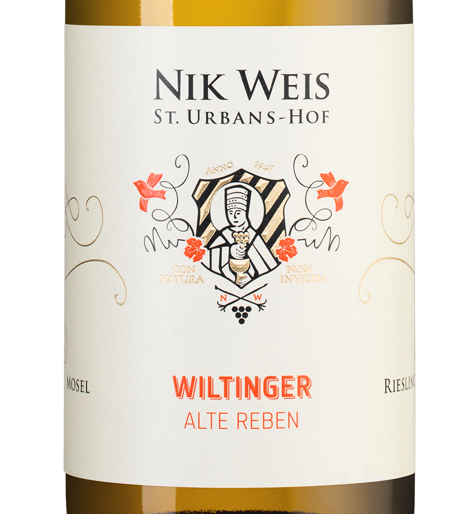 Вино Wiltinger Alte Reben, Nik Weis St. Urbans-Hof, 2022, (143378), Германия, Мозель, белое, полусухое, 0.75 л, Рислинг Вельтингер Альте Ребен, цена 4792 рублей
