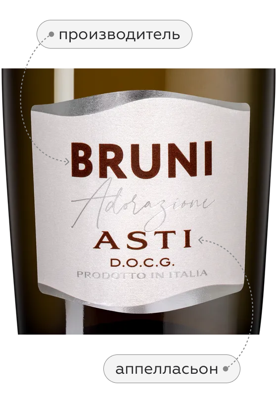 Игристое вино Bruni Asti, 2021, (138437), Италия, Пьемонт, белое, сладкое, 0.75 л, Асти, цена 1432 рублей
