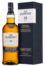 Виски The Glenlivet Aged 18 Years, (126711), gift box в подарочной упаковке, Односолодовый 18 лет, Шотландия, 0.7 л, Гленливет 18 Лет цена 12510 рублей