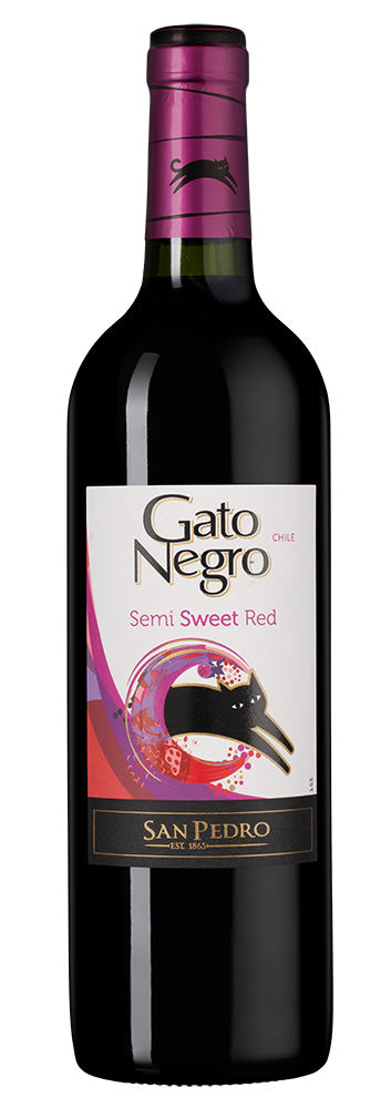 Вино Gato Negro Red, Vina San Pedro, (160210), Чили, Центральная Долина, красное, полусладкое, 0.75 л, Гато Негро Ред, цена 1190 рублей