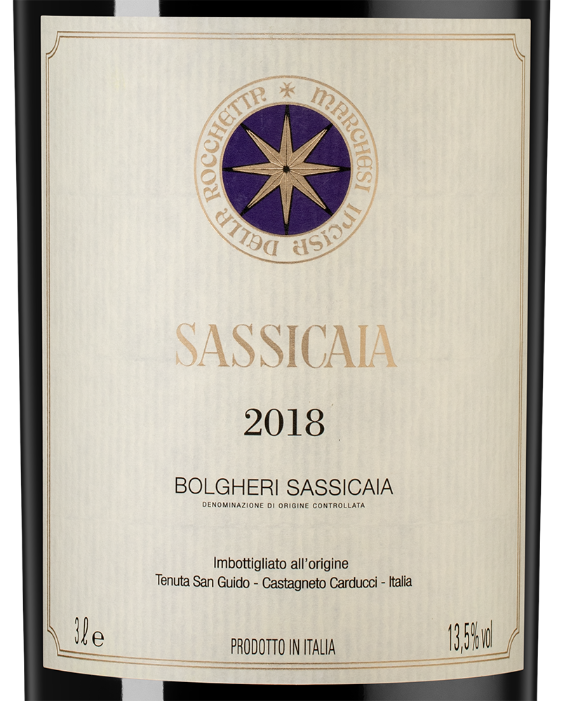 Вино Sassicaia, Tenuta San Guido, 2018, 3л, (132159), Италия, Тоскана, красное, сухое, 3 л, Сассикайя, цена 749990 рублей