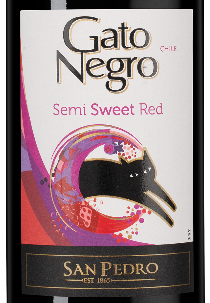Вино Gato Negro Red, Vina San Pedro, (160210), Чили, Центральная Долина, красное, полусладкое, 0.75 л, Гато Негро Ред, цена 1190 рублей