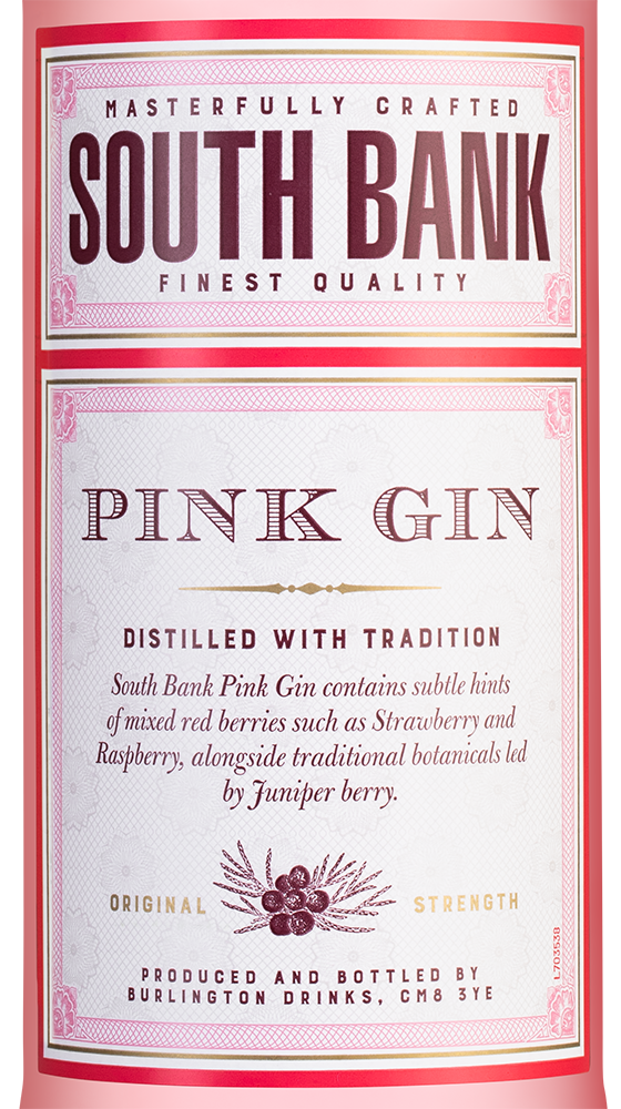 Джин South Bank Pink Gin, (149843), Соединенное Королевство, 0.7 л, Саут Бэнк Пинк Джин, цена 1953 рублей