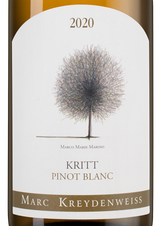Вино Kritt Pinot Blanc Les Charmes, (138667), белое сухое, 2020 г., 0.75 л, Критт Пино Блан Ле Шарм цена 5240 рублей