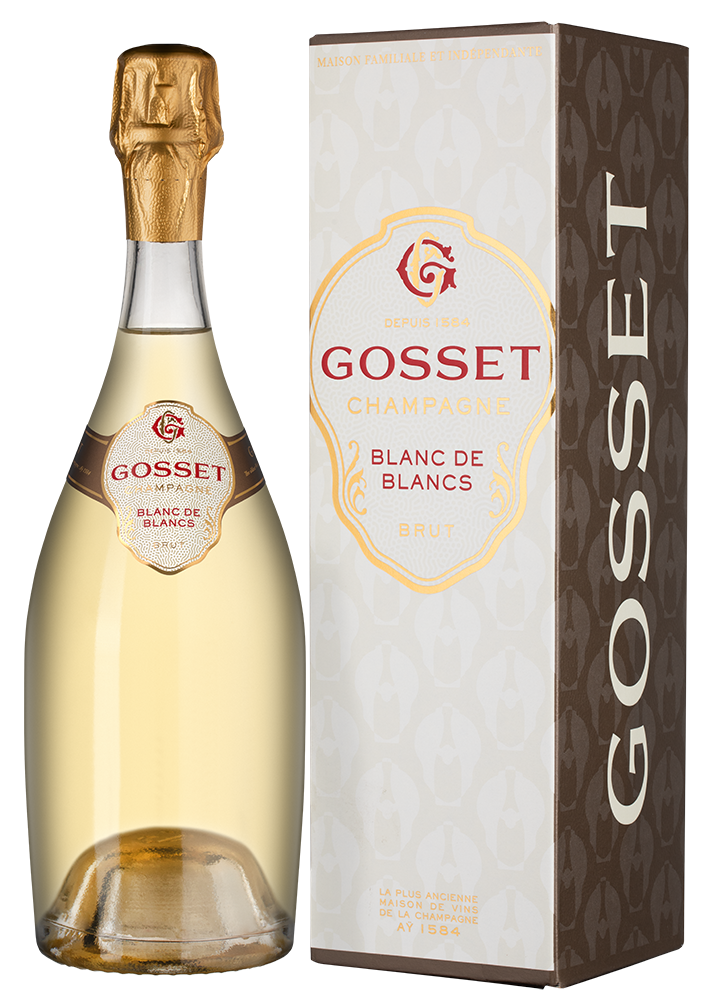 Шампанское Gosset Grand Blanc de Blancs Brut в подарочной упаковке, (152916), Франция, Шампань, белое, экстра брют, 0.75 л, Гран Блан де Блан Брют, цена 22490 рублей