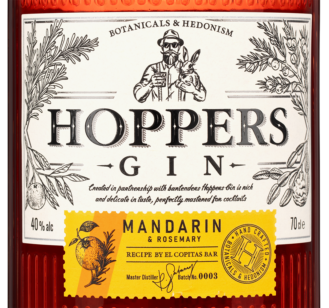 Джин Hoppers Mandarin & Rosemary, (147522), Россия, 0.7 л, Хопперс Мандарин и Розмарин, цена 990 рублей