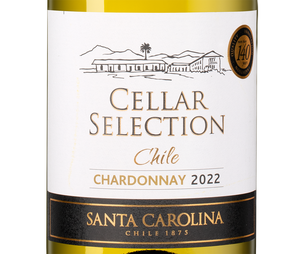 Вино Cellar Selection Chardonnay, Santa Carolina, 2022, (138288), Чили, Центральная Долина, белое, полусухое, 0.75 л, Селлар Селекшн Шардоне, цена 792 рублей