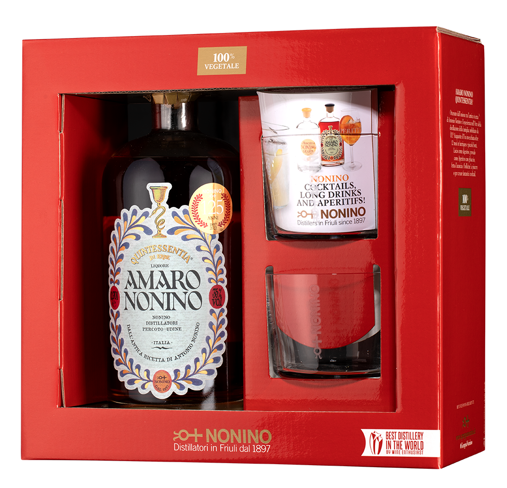 Ликер Quintessentia Amaro в подарочной упаковке c 2-мя стаканами, (140710), Италия, Фриули-Венеция-Джулия, 0.7 л, Квинтэссенция Амаро, цена 8490 рублей