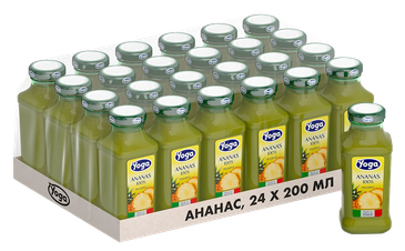 Сок Сок ананасовый Yoga (24 шт.), (96218), Италия, 0.2 л, Фруктовый сок ананасовый восстановленный Йога цена 4680 рублей