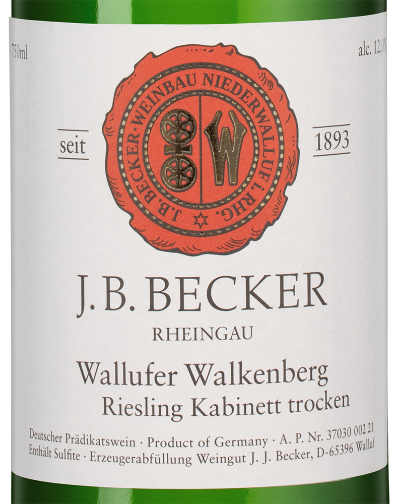 Вино Wallufer Walkenberg Riesling Kabinett, J. B. Becker, 2023, (154851), Германия, Рейнгау, белое, полусухое, 0.75 л, Рислинг Валлуфер Валькенберг Кабинет, цена 6790 рублей