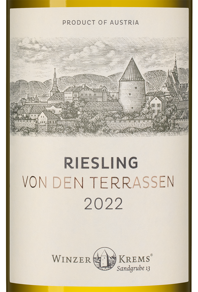 Вино Riesling Von den Terrassen, Winzer Krems, 2022, (143047), Австрия, Нижняя Австрия, белое, сухое, 0.75 л, Рислинг Фон ден Террассен, цена 3490 рублей