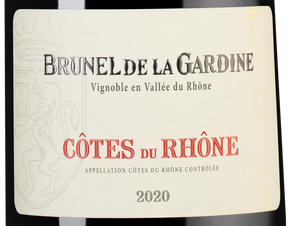 Вино Cotes du Rhone Brunel de la Gardine, (129080), красное сухое, 2020 г., 0.75 л, Кот дю Рон Брюнель де ля Гардин цена 2990 рублей