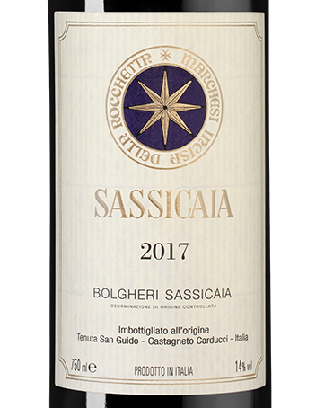 Вино Sassicaia, Tenuta San Guido, 2017, (122507), Италия, Тоскана, красное, сухое, 0.75 л, Сассикайя, цена 134990 рублей