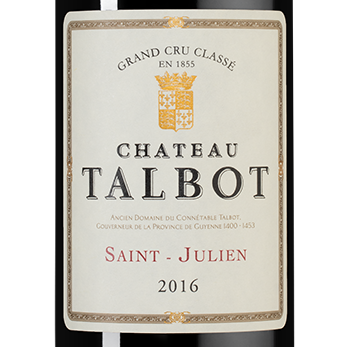 Вино Chateau Talbot Grand Cru Classe (Saint-Julien), 2016, (148670), Франция, Бордо, красное, сухое, 0.75 л, Шато Тальбо, цена 29990 рублей