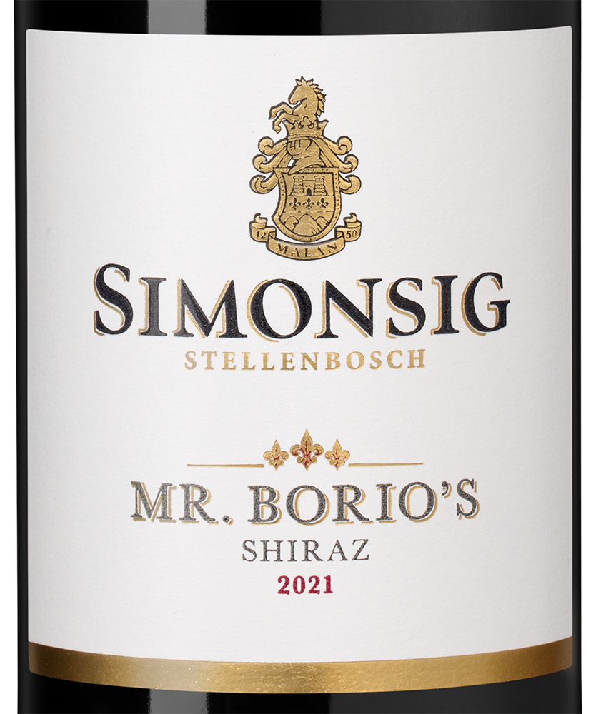Вино Shiraz Mr Borio's, Simonsig, 2021, (147564), Южная Африка, Стелленбош, красное, сухое, 0.75 л, Шираз Мистер Борио, цена 3990 рублей