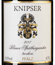 Вино Spatburgunder Blauer, (129529), красное сухое, 2017, 0.75 л, Шпетбургундер Блауэр цена 5490 рублей