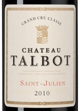 Вино Chateau Talbot Grand Cru Classe (Saint-Julien), (145671), красное сухое, 2010 г., 0.75 л, Шато Тальбо цена 32990 рублей