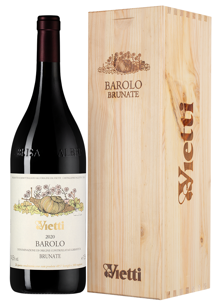 Вино Barolo Brunate в подарочной упаковке, Vietti, 2020, 1.5л, (150976), Италия, Пьемонт, красное, сухое, 1.5 л, Бароло Брунате, цена 149990 рублей