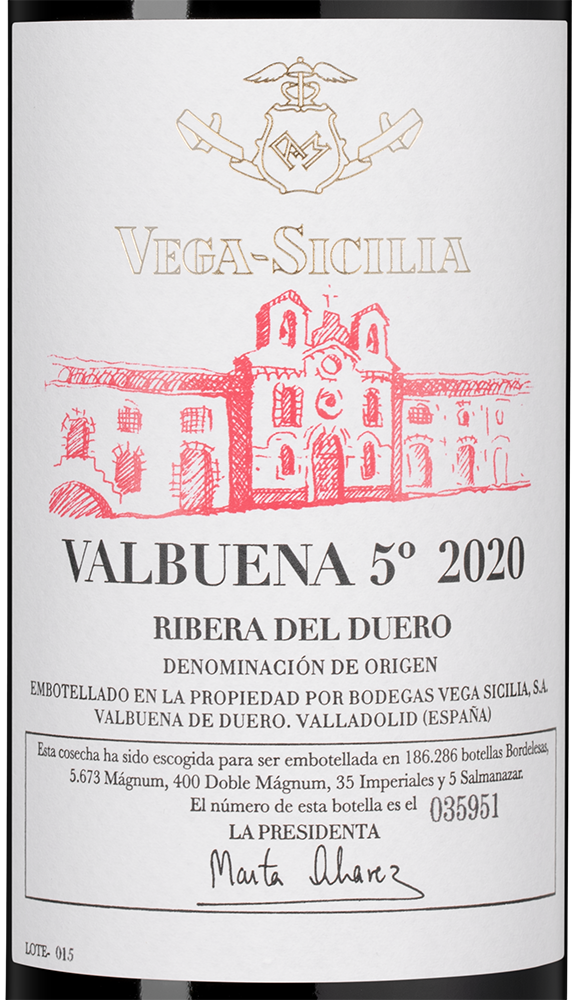 Вино Valbuena 5, Bodegas Vega Sicilia, 2020, (156102), Испания, Кастилия и Леон, красное, сухое, 0.75 л, Вальбуэна 5, цена 44990 рублей