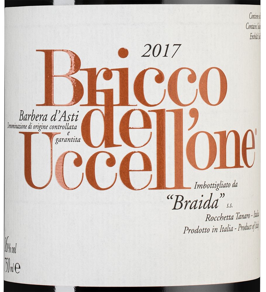 Вино Bricco dell' Uccellone, Braida, 2017, (121964), Италия, Пьемонт, красное, сухое, 0.75 л, Брикко дель Уччеллоне, цена 21490 рублей