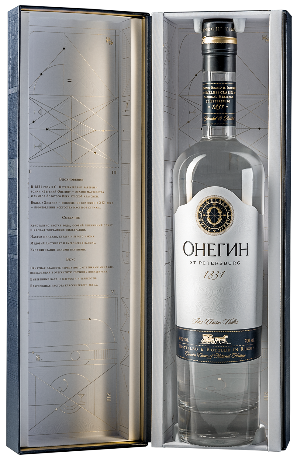 Водка Онегин в подарочной упаковке, (115977), Россия, 0.7 л, Онегин в подарочной упаковке, цена 1990 рублей