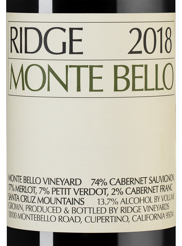 Вино Monte Bello , Ridge Vineyards, 2018, (129133), Соединенные Штаты Америки, Калифорния, красное, сухое, 0.75 л, Монте Белло, цена 74490 рублей