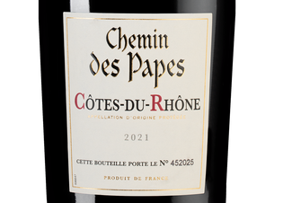 Вино Chemin des Papes Cotes-du-Rhone Rouge, (140405), красное сухое, 2021 г., 0.75 л, Шемен де Пап Кот-дю-Рон Руж цена 1790 рублей
