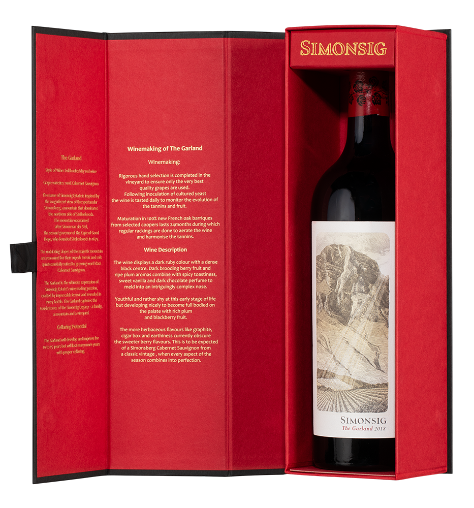 Вино Garland Cabernet Sauvignon в подарочной упаковке, Simonsig, 2018, (144255), Южная Африка, Стелленбош, красное, сухое, 0.75 л, Гарлэнд Каберне Совиньон, цена 16990 рублей