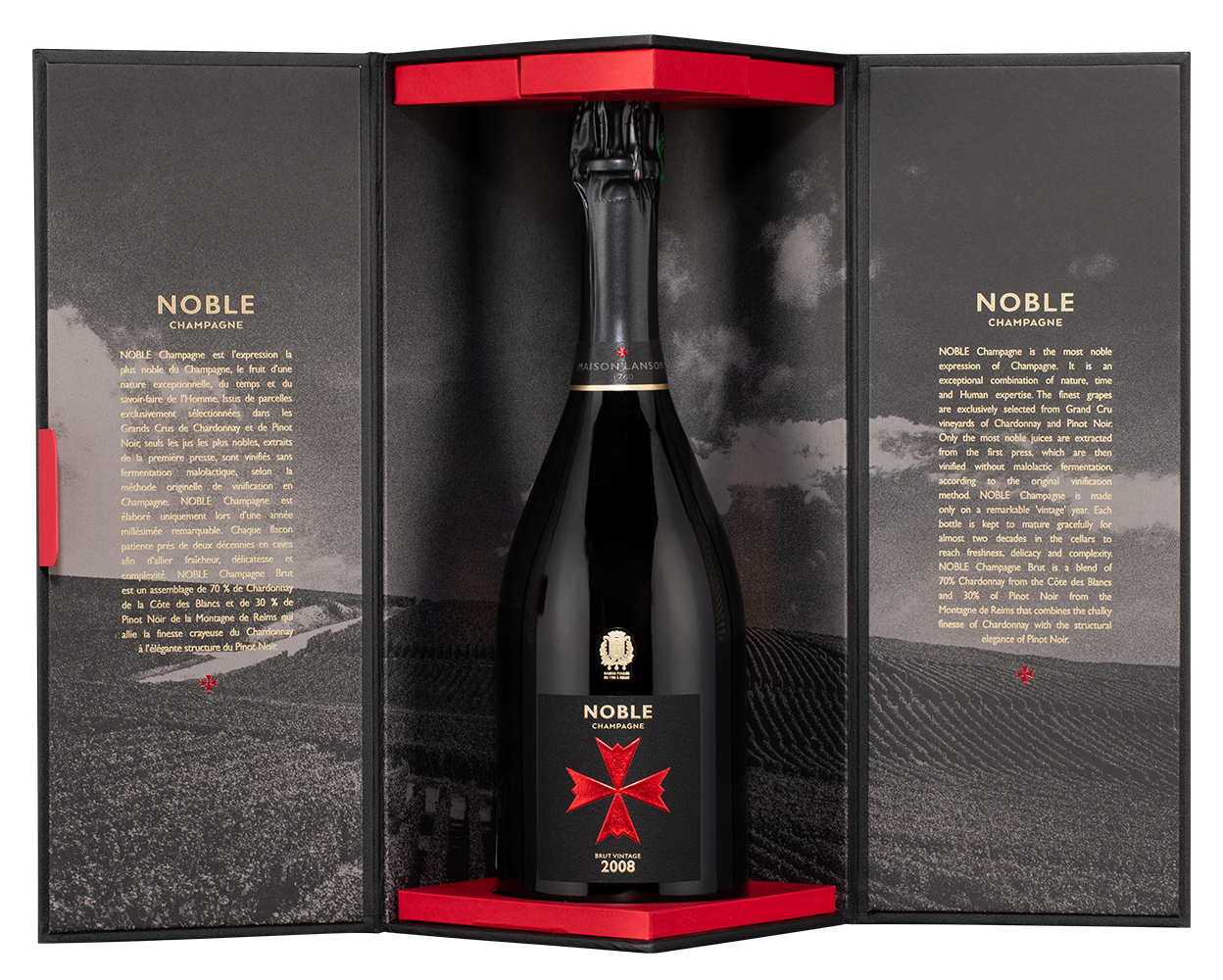 Шампанское Noble Champagne Brut в подарочной упаковке, Lanson, 2008, (156278), Франция, Шампань, белое, брют, 0.75 л, Нобль Шампань Брют, цена 59990 рублей