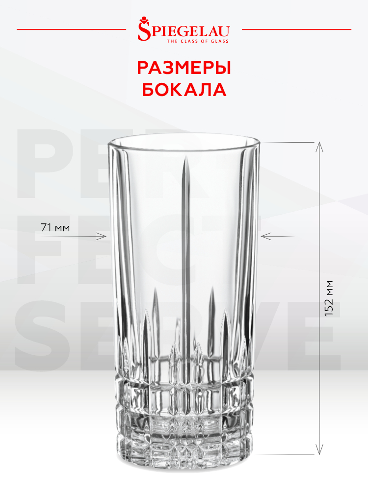 Набор из 4-х бокалов Spiegelau Perfect Serve для коктейлей, 0.35л, (129213), Германия, хрустальное стекло, 0.35 л, Шпигелау Перфект Лонгдринк (набор по 4), цена 4560 рублей