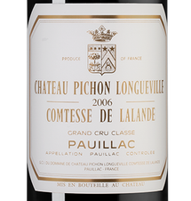 Вино Chateau Pichon Longueville Comtesse de Lalande, (140813), красное сухое, 2006 г., 0.75 л, Шато Пишон Лонгвиль Контес де Лаланд цена 43450 рублей