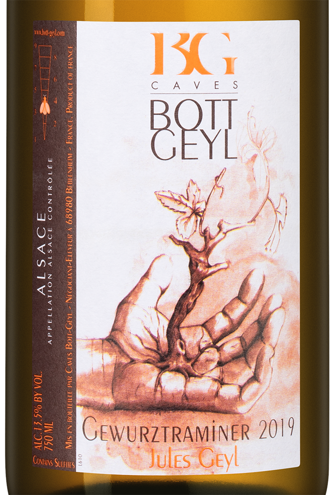 Вино Gewurztraminer Jules Geyl, Domaine Bott-Geyl, 2019, (146341), Франция, Эльзас, белое, сладкое, 0.75 л, Гевюрцтраминер Жюль Гайль, цена 6490 рублей