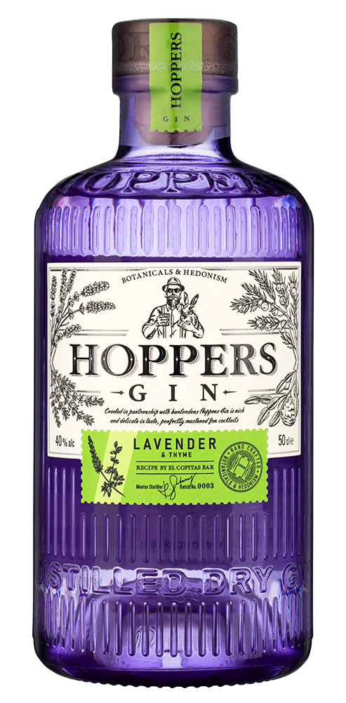 Джин Hoppers Lavender & Thyme, 0.5л, (147523), Россия, 0.5 л, Хопперс Лаванда и Чабрец, цена 790 рублей