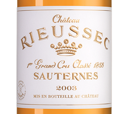 Вино Chateau Rieussec, (104322), белое сладкое, 2003 г., 0.75 л, Шато Рьессек цена 8590 рублей