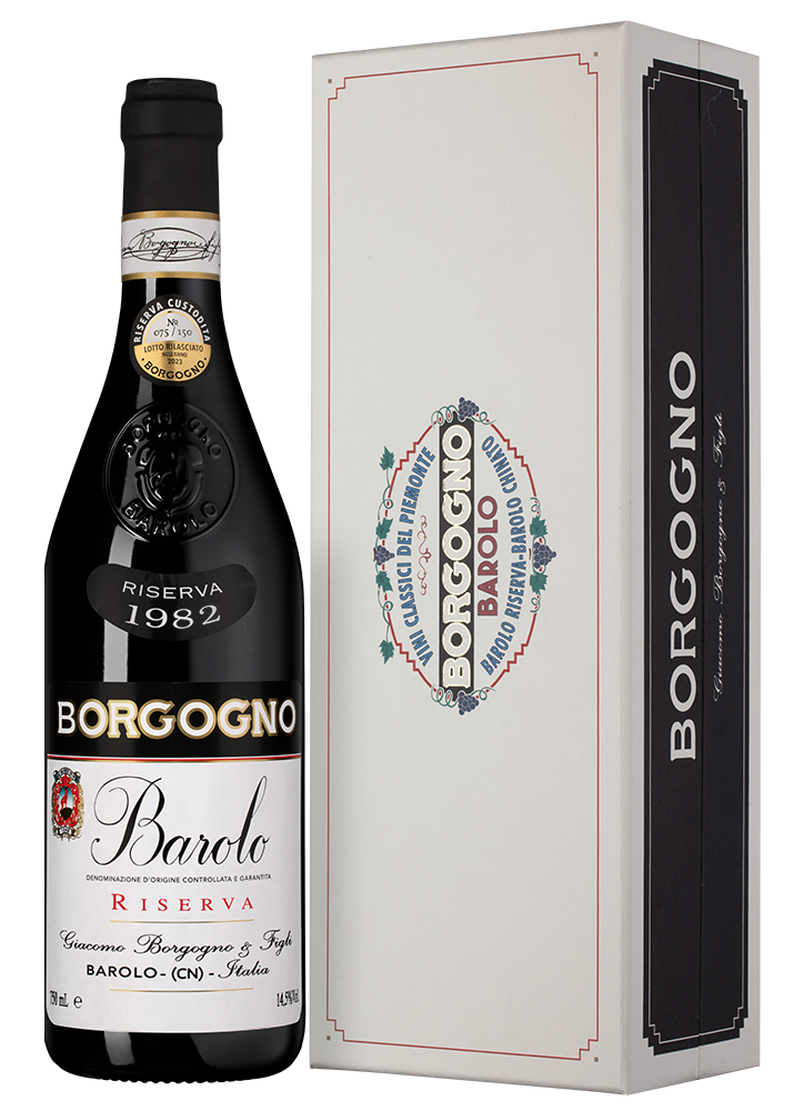 Вино Barolo Riserva в подарочной упаковке, Borgogno, 1982, (145388), Италия, Пьемонт, красное, сухое, 0.75 л, Бароло Ризерва, цена 184990 рублей
