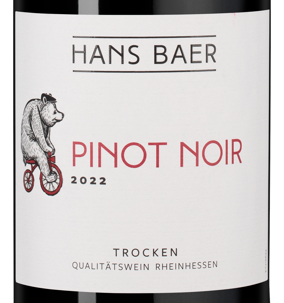 Вино Hans Baer Pinot Noir, Weinkellerei Hechtsheim, 2022, (144861), Германия, Рейнгессен, красное, полусухое, 0.75 л, Ханс Баер Пино Нуар, цена 1990 рублей
